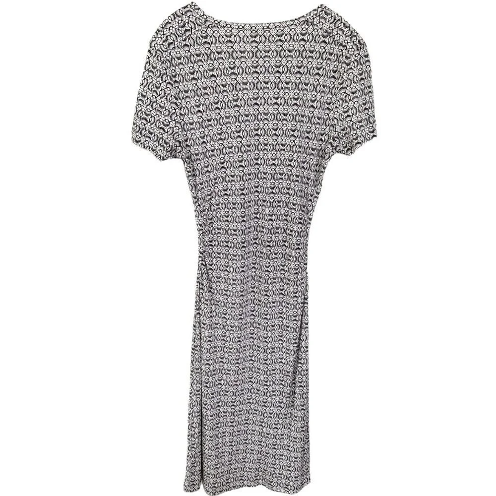 Tory Burch Silk Myrtle Ruched Sheath Dress Black Purple Beige Print Size‎ Small
